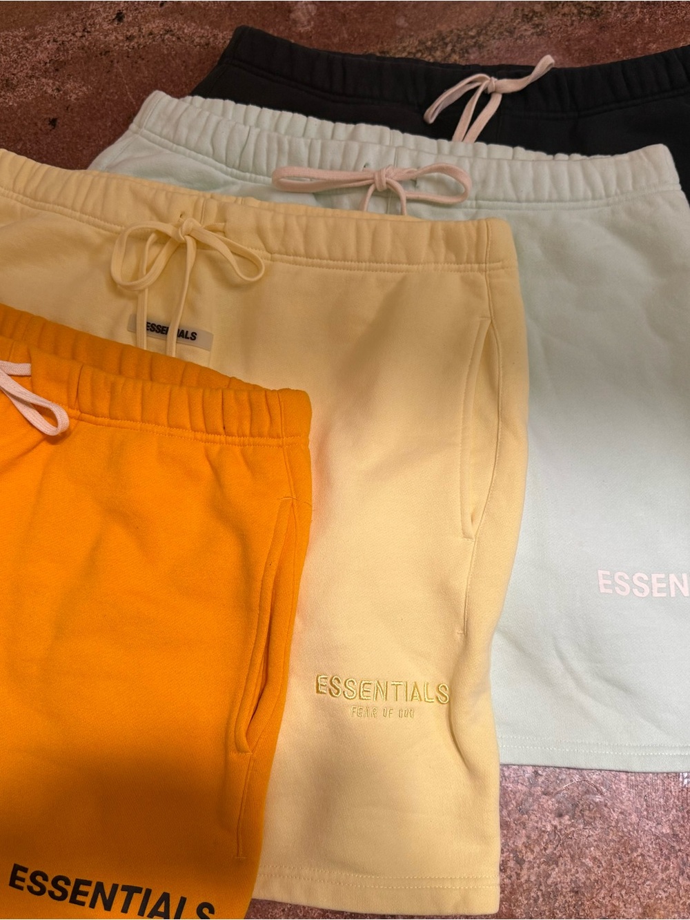 Essentials Men’s Shorts in Yellow, Orange, Black, Mint green